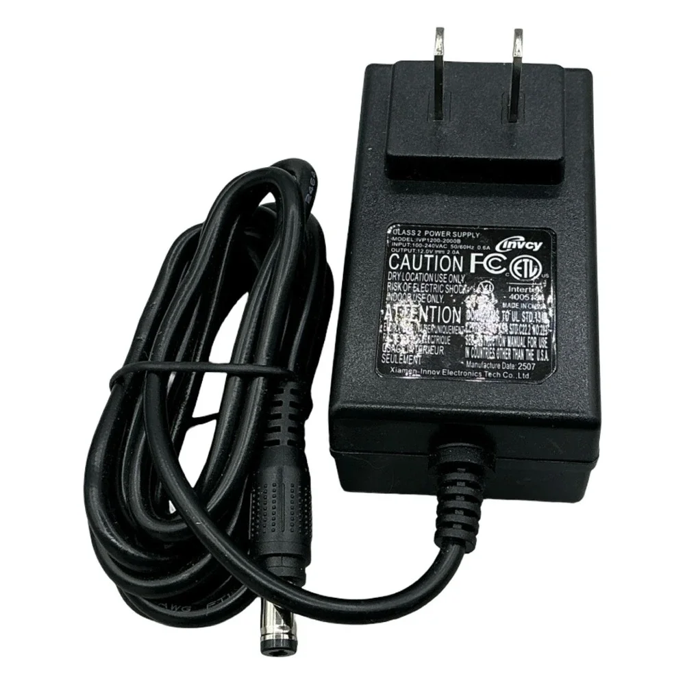 Innvcy AC Adapter Power Supply IVP1200-2000B 12V 2A Wall Plug Black